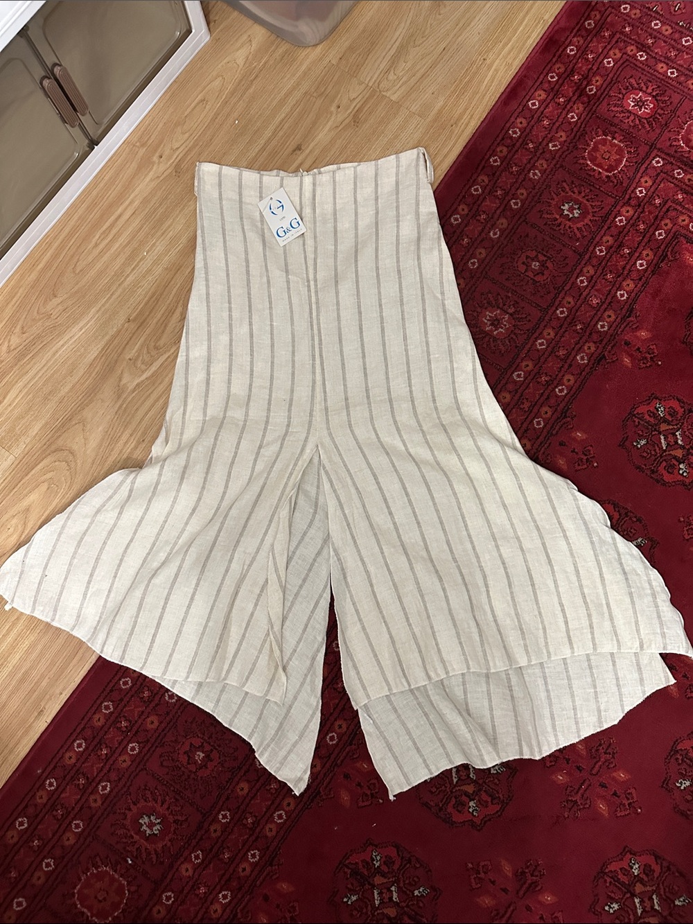 GG Collection Cream and Beige Striped Maxi Skirt